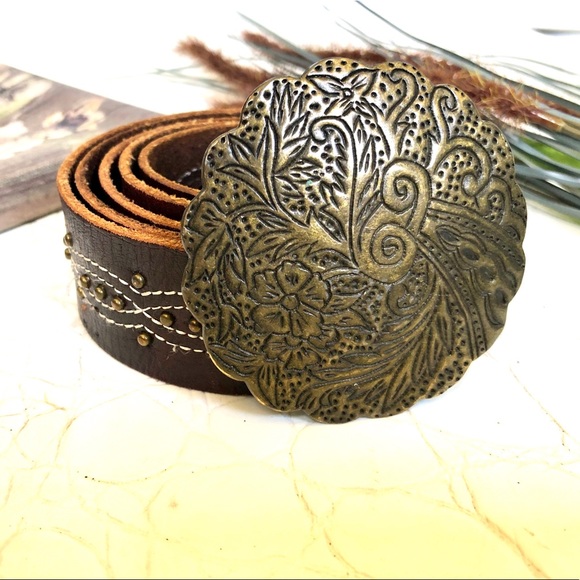 Columbia Boho Style Brown Leather Belt - Picture 2 of 7